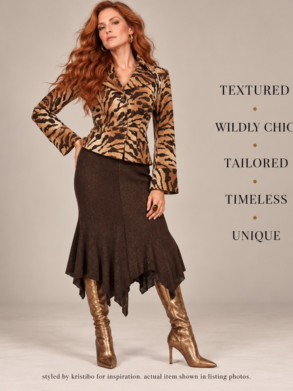 Textured Animal Print Tailored Blazer